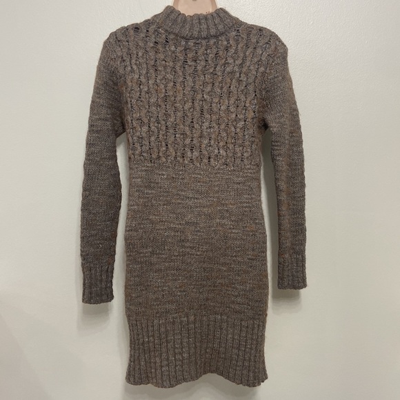 American Eagle Cable-Knit Sweater Dress S Brown/Gray Mock-Neck Mini Cozy Fall - Picture 2 of 6